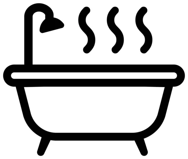 Μπάνιο Μπανιέρα Οικιακή Συσκευή Εικονίδιο Διάνυσμα Επίπλων Ψευδαίσθηση — Διανυσματικό Αρχείο
