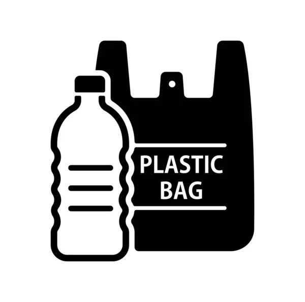 플라스틱 폐기물 Palstic Pollustion 아이콘 생태학 재활용 — 스톡 벡터
