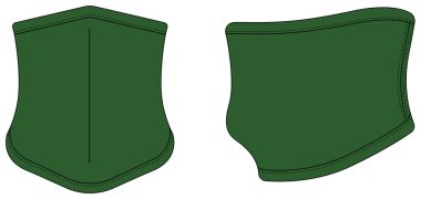 Neck gaiter, neck warmer vector template illustration / kahki , green clipart