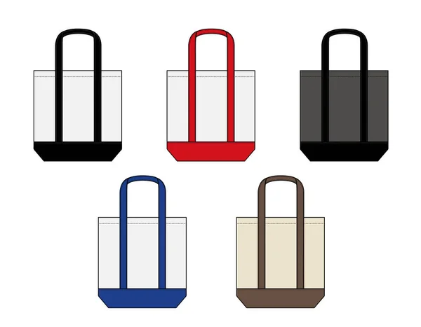 Ecobag Shopping Väska Tygkasse Ton Färger Mall Illustration Set — Stock vektor