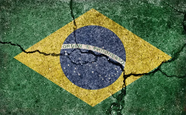 Grunge Χώρα Εικονογράφηση Σημαία Ραγισμένο Φόντο Σκυροδέματος Βραζιλία — Φωτογραφία Αρχείου