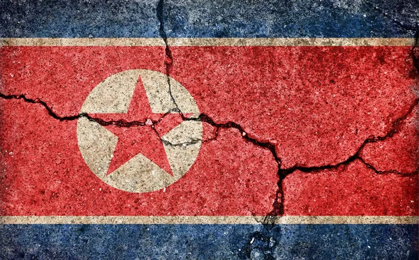 Grunge Country Flag Illustration Riked Concrete Background North Korea — 스톡 사진