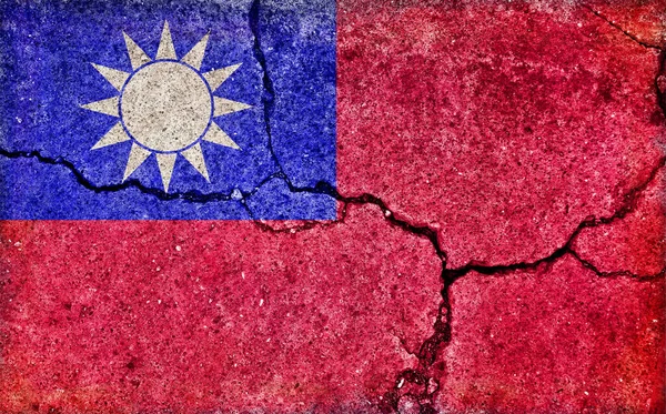 Grunge Ülke Bayrağı Çizimi Çatlamış Beton Arkaplan Tayvan — Stok fotoğraf