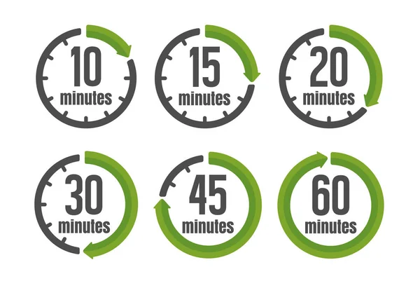 Clock Timer Time Passage Color Icon Set Form Minutes Minutes — Vector de stock
