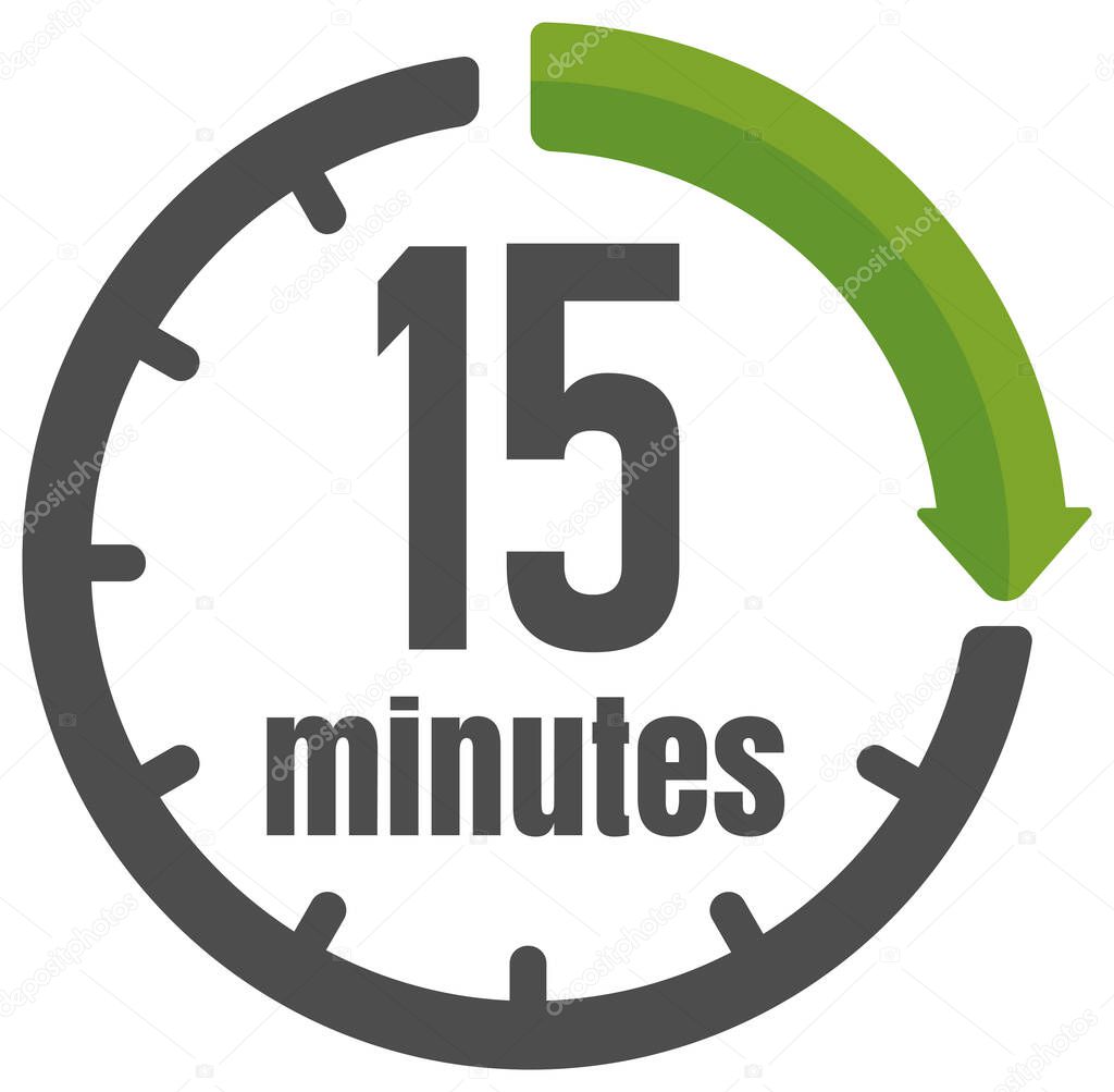 Clock , timer (time passage) icon / 15 minutes	