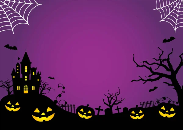 Silueta Halloween Ilustración Vector Fondo Póster Folleto Plantilla Diseño Púrpura — Vector de stock