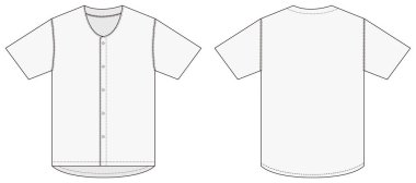 Jersey kısa kollu gömleği (beyzbol forması) şablon vektör çizimi / beyaz