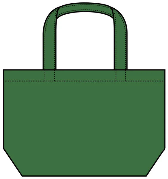 小さなトートバッグ エコバッグ ショッピングバッグ テンプレートベクトルイラスト グリーン — ストックベクタ