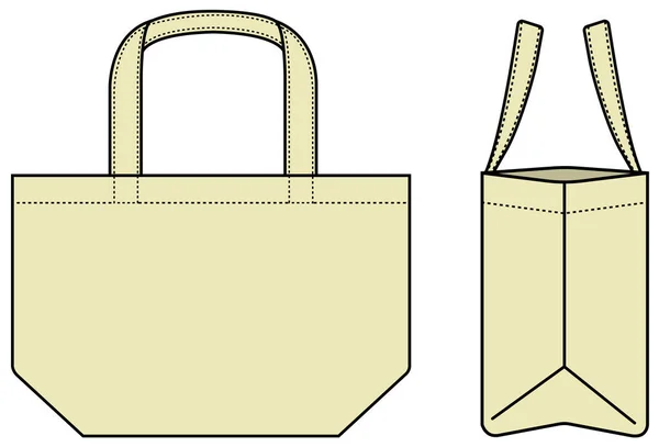 Sacola Pequena Ecobag Saco Compras Modelo Ilustração Vetorial Com Vista —  Vetores de Stock