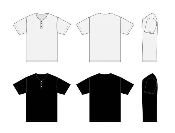 Camicia Maniche Corte Collo Henry Modello Vettoriale Illustrazione — Vettoriale Stock