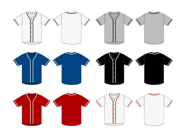 Jersey Kurzärmeliges Hemd Baseball Uniform Shirt Vorlage Vektorillustration Set — Stockvektor