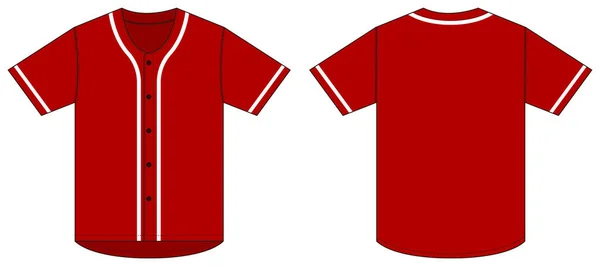 Jersey Kısa Kollu Gömleği Beyzbol Forması Şablon Vektör Çizimi Kırmızı — Stok Vektör