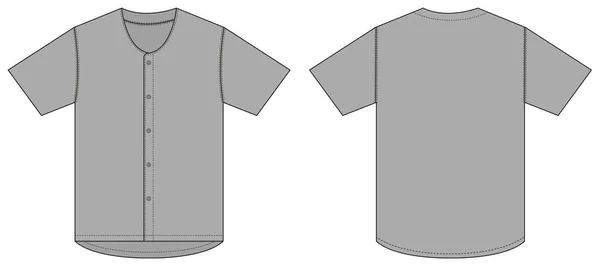 Tričko Krátkým Rukávem Košile Baseballové Uniformy Šablona Vektor Ilustrace Šedá — Stockový vektor