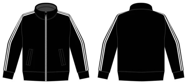 Camisa Manga Larga Chaqueta Entrenamiento Deportivo Vector Ilustración Blanco Negro — Archivo Imágenes Vectoriales