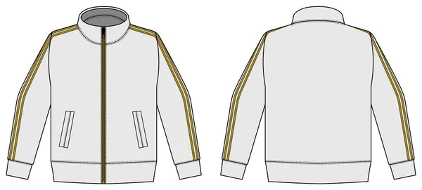 Сорочка Довгими Рукавами Спорт Тренувальна Куртка Векторні Ілюстрації Біле Золото — стоковий вектор