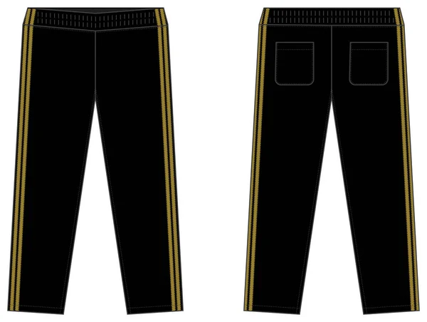 Sports Jersey Pants Vector Template Illustration Black Gold — Stock Vector