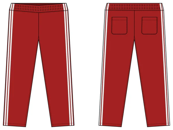 Spor Forması Pantolon Vektör Şablonu Kırmızı Beyaz — Stok Vektör