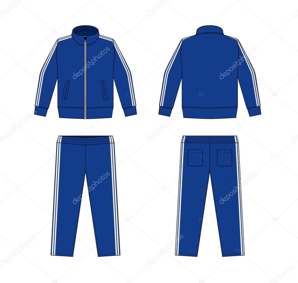 Casual jersey suits (for sports, training etc.) vector illustration set / white and blue
