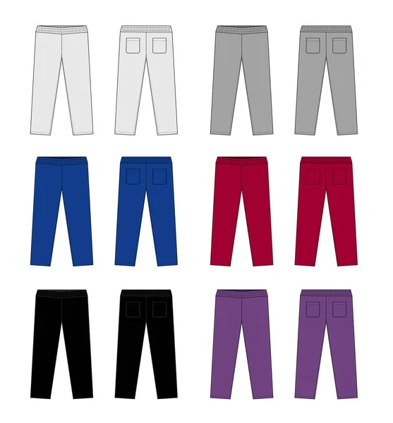 Casual Jersey Spodnie Spodnie Pot Szablon Wektor Ilustracja Zestaw — Wektor stockowy