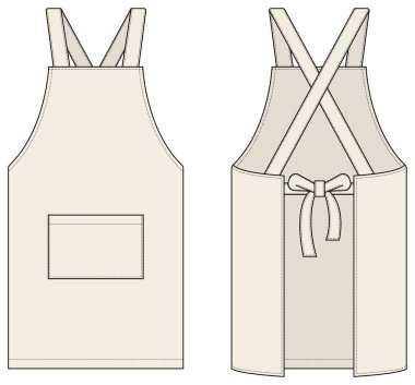Önlük vektör şablonu çizimi (ön / arka) / doğal