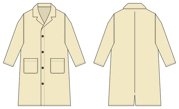 Long Coat Trench Coat Vector Template Illustration Natural — Stock Vector