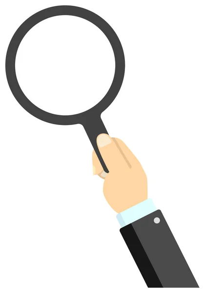 Hand Holding Magnifying Glass Vector Illustration Male Business Person — Stock Vector