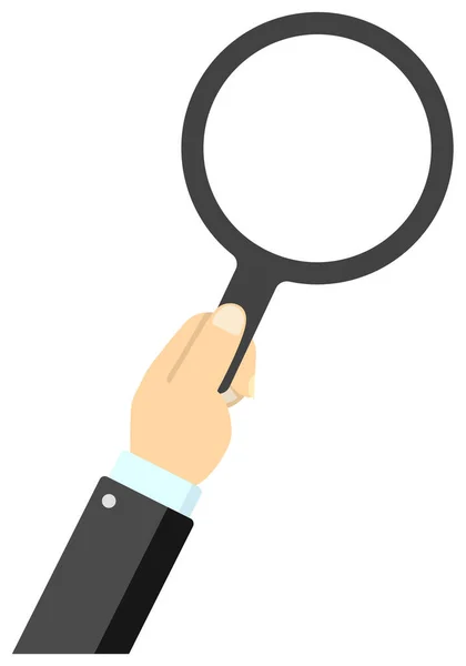 Hand Holding Magnifying Glass Vector Illustration Male Business Person — Stock Vector