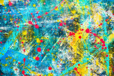Birçok yağ lekesi olan tuvaldeki soyut sanat eserleri