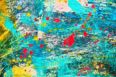 Birçok yağ lekesi olan tuvaldeki soyut sanat eserleri