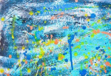 Birçok yağ lekesi olan tuvaldeki soyut sanat eserleri