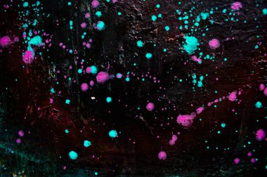 Birçok yağ lekesi olan tuvaldeki soyut sanat eserleri