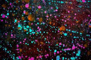 Birçok yağ lekesi olan tuvaldeki soyut sanat eserleri