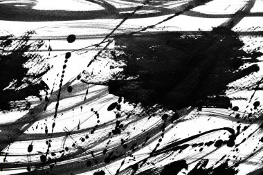 Beyaz kağıda siyah mürekkep damlacıkları