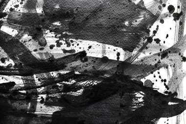 Arka plan siyaha boyanır. Mürekkep ve suluboya sanatından yaratıcı soyut sanat.