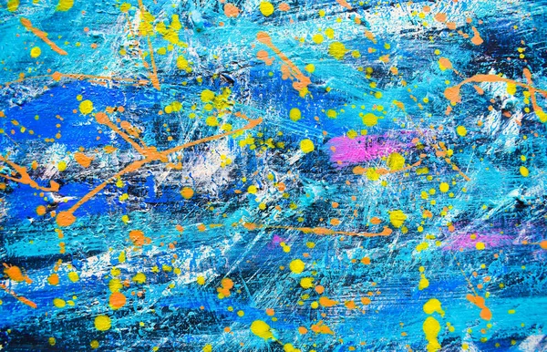 Art Abstrait Sur Toile Avec Nombreuses Taches Huile Dispersées — Photo