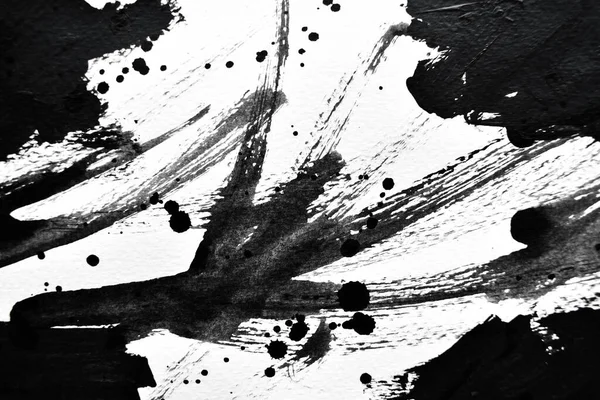 Gouttelettes Encre Noire Sur Papier Blanc — Photo