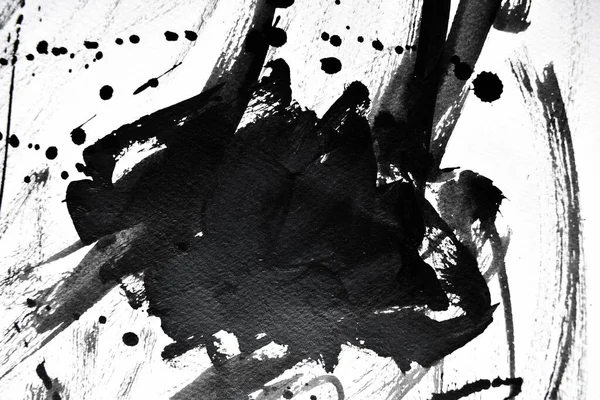 Черные Капли Чернил Белой Бумаге — стоковое фото