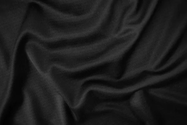 背景テクスチャ黒布 要旨濃い波状の柔らかい 生地がしわになっている ファッション高級スタイル — ストック写真