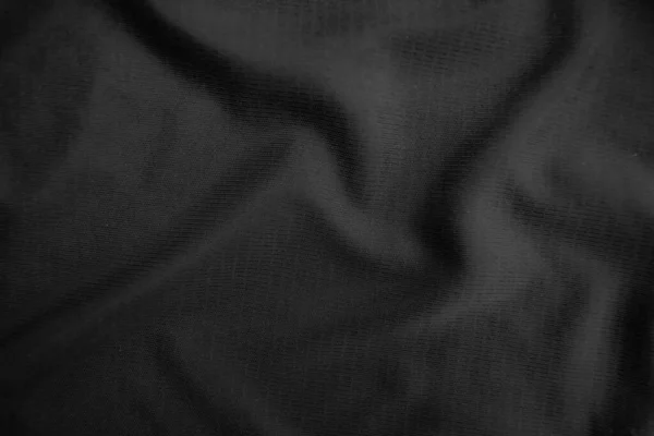 Háttér Textúra Fekete Ruha Absztrakt Sötét Hullámos Lágy Szövet Ráncos — Stock Fotó
