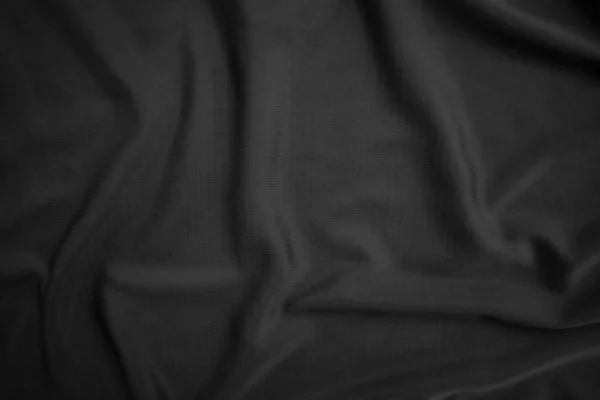 Háttér Textúra Fekete Ruha Absztrakt Sötét Hullámos Lágy Szövet Ráncos — Stock Fotó