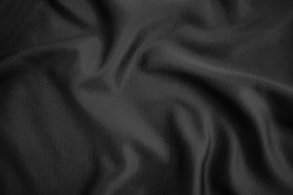 Pozadí Textura Černá Látka Abstraktní Tmavé Vlnité Měkké Látka Pomačkaná — Stock fotografie