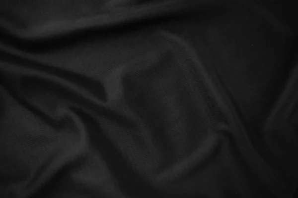 Текстура Фона Черная Ткань Абстрактно Темный Мягкий Ткань Морщинистая Стиль — стоковое фото