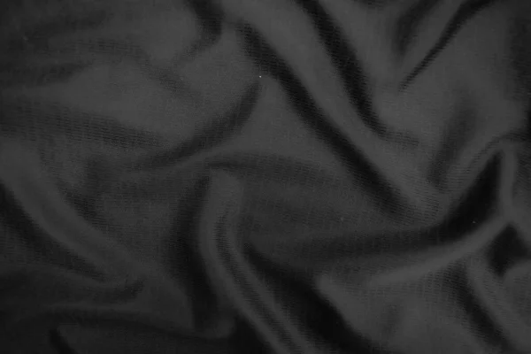 Текстура Фона Черная Ткань Абстрактно Темный Мягкий Ткань Морщинистая Стиль Стоковая Картинка