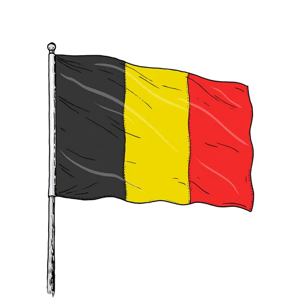 Dessin Drapeau Belge Illustration Couleur Vintage Drapeau Belgique Bannière Sur — Photo