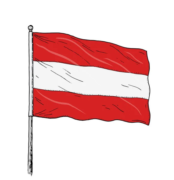 Österreichische Flaggenzeichnung Vintage Artige Farbige Darstellung Der Österreichischen Flagge Banner — Stockfoto