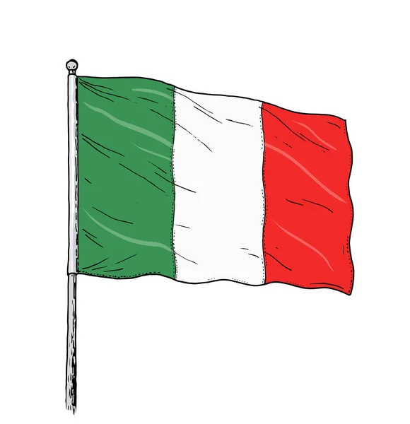 Італійський Прапор Малювання Vintage Колір Ілюстрації Прапор Італії Банер Білому — стокове фото