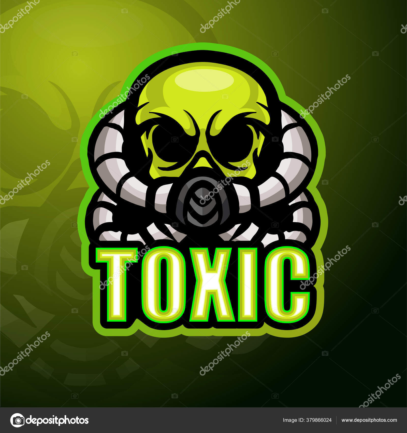 Gas mask logo for toxic team esport Royalty Free Vector