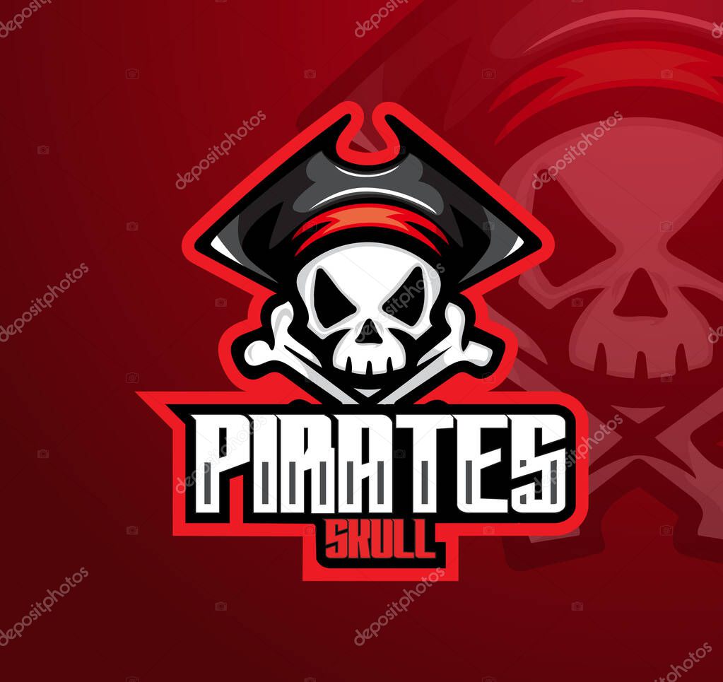 Pirate skull mascot esport logo design