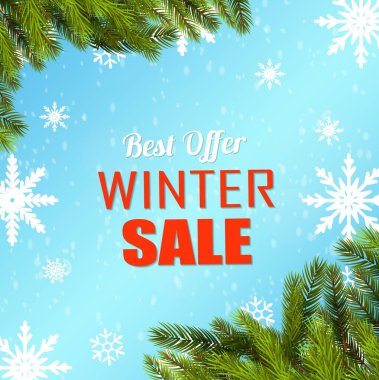 Mavi arka planda kış indirimi posteri