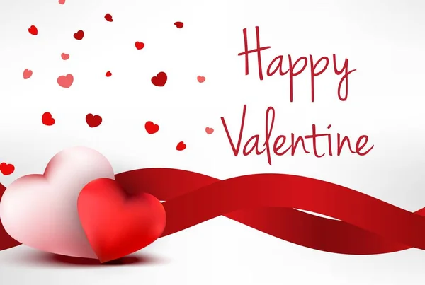 Gelukkige Valentijnsdag Wenskaart Met Hartvormige Ballonnen Rood Lint — Stockvector